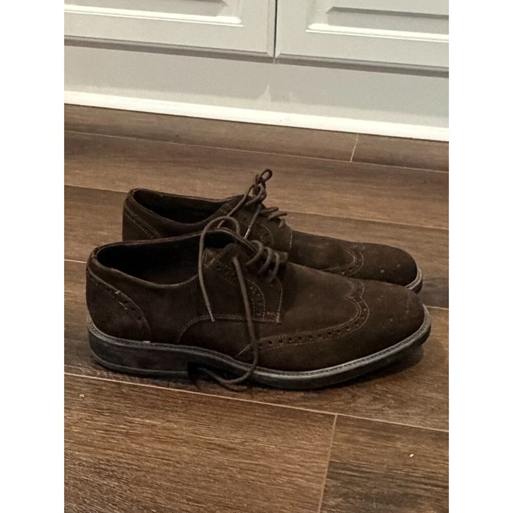 Rudy's Paris Sport Mens 11 EU 44 Suede Wingtip Derby Shoes Brown Brogue Oxford